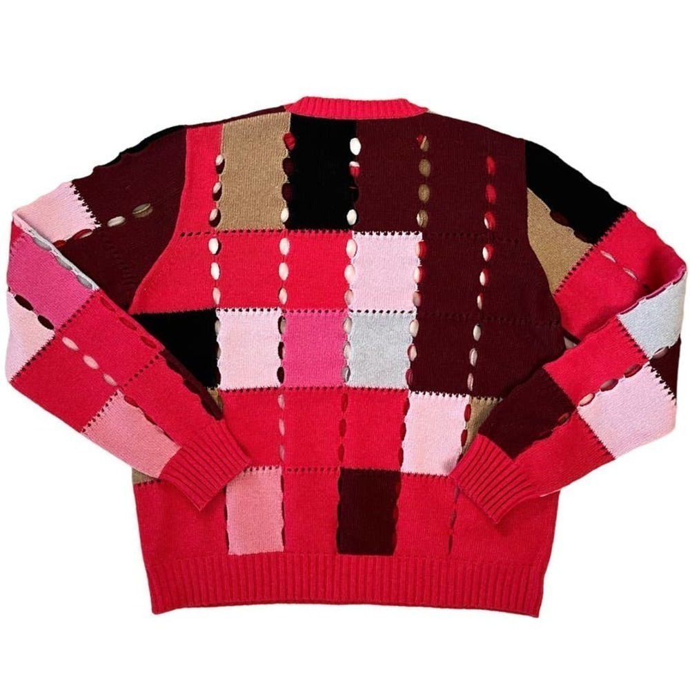 Msgm Patchwork Perforated Wool Blend Crewneck Swe… - image 3